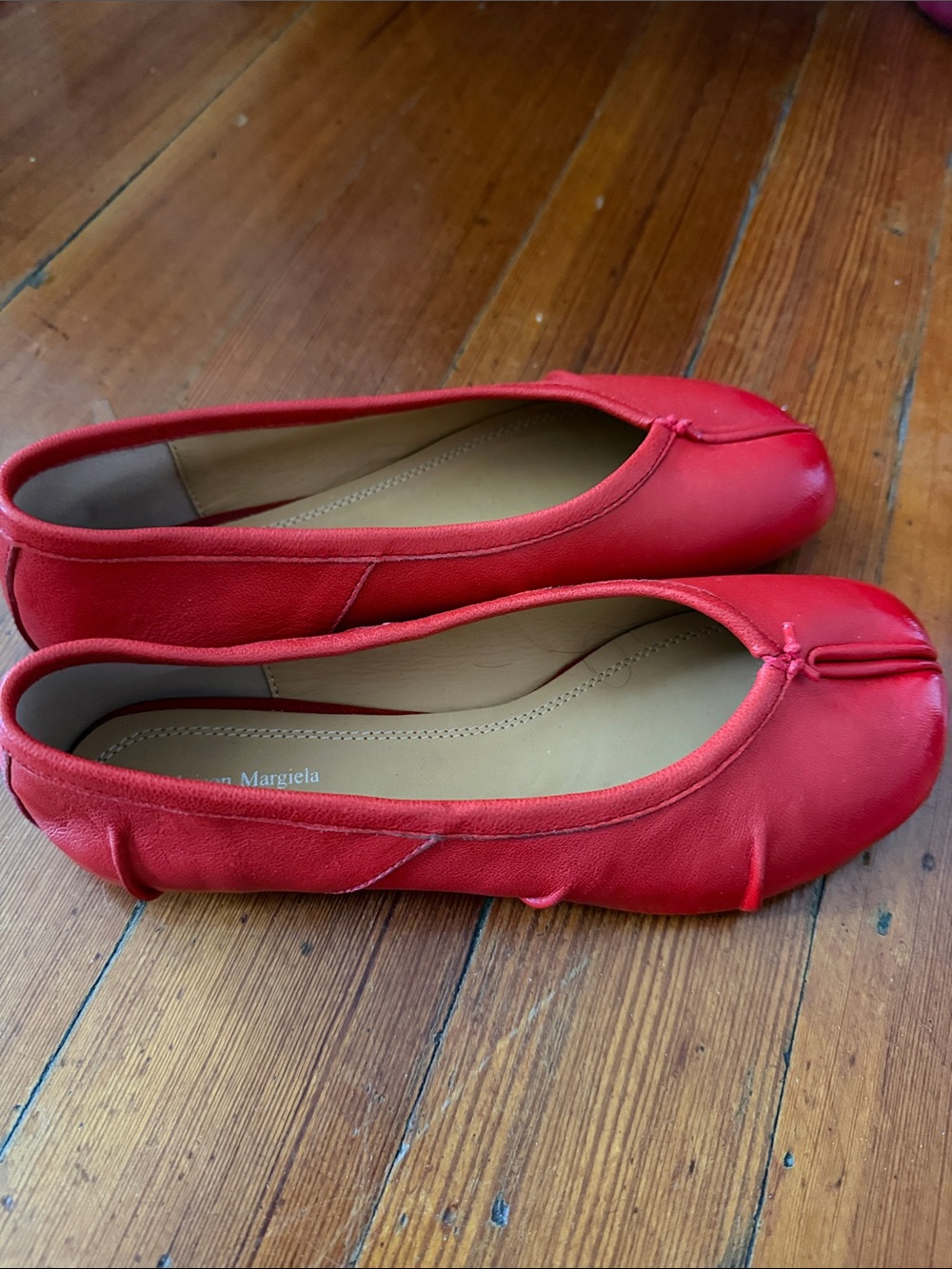 Maison Martin Margiela Red Tabi Split-Toe Ballet Flats